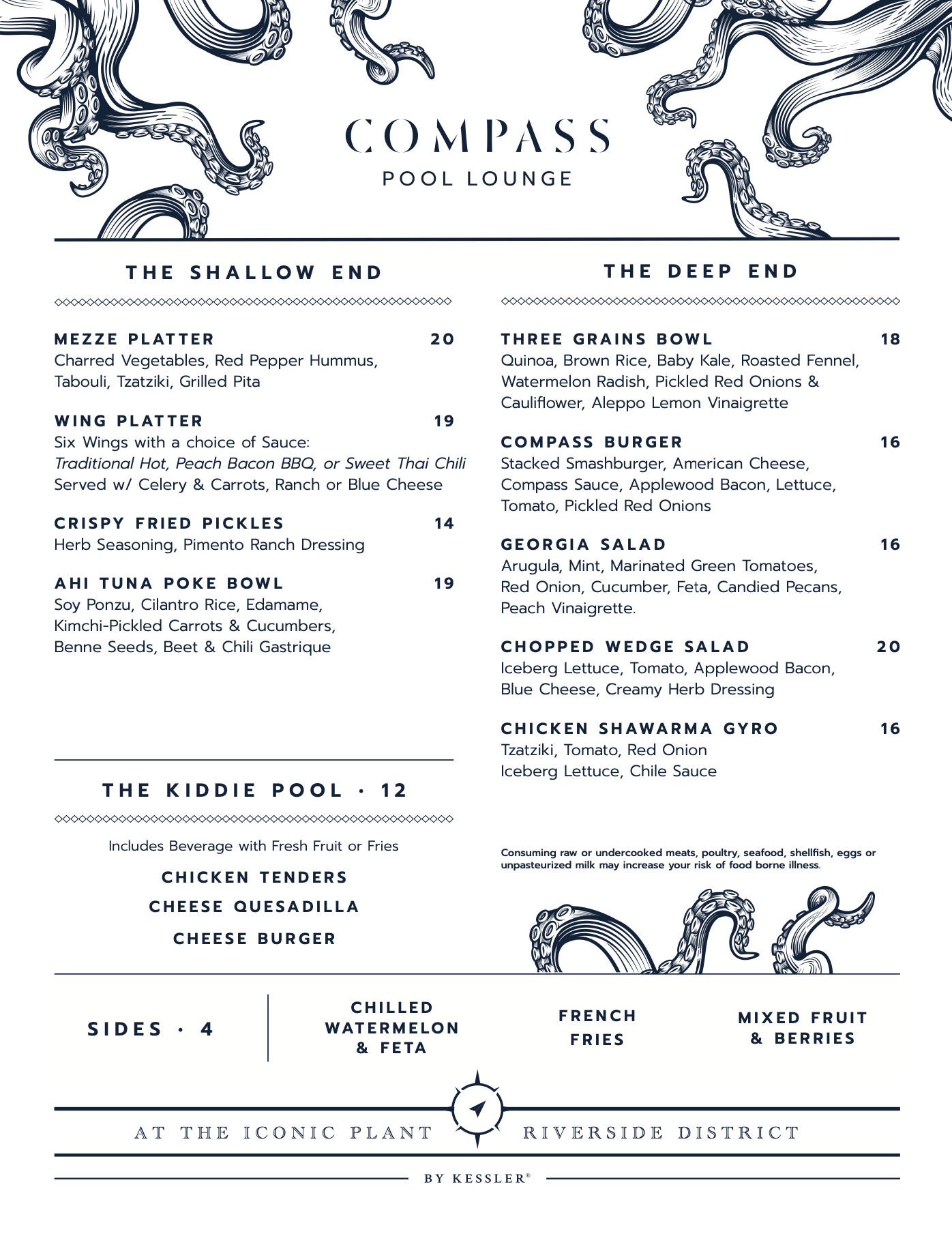 Compass Pool Lounge food menu